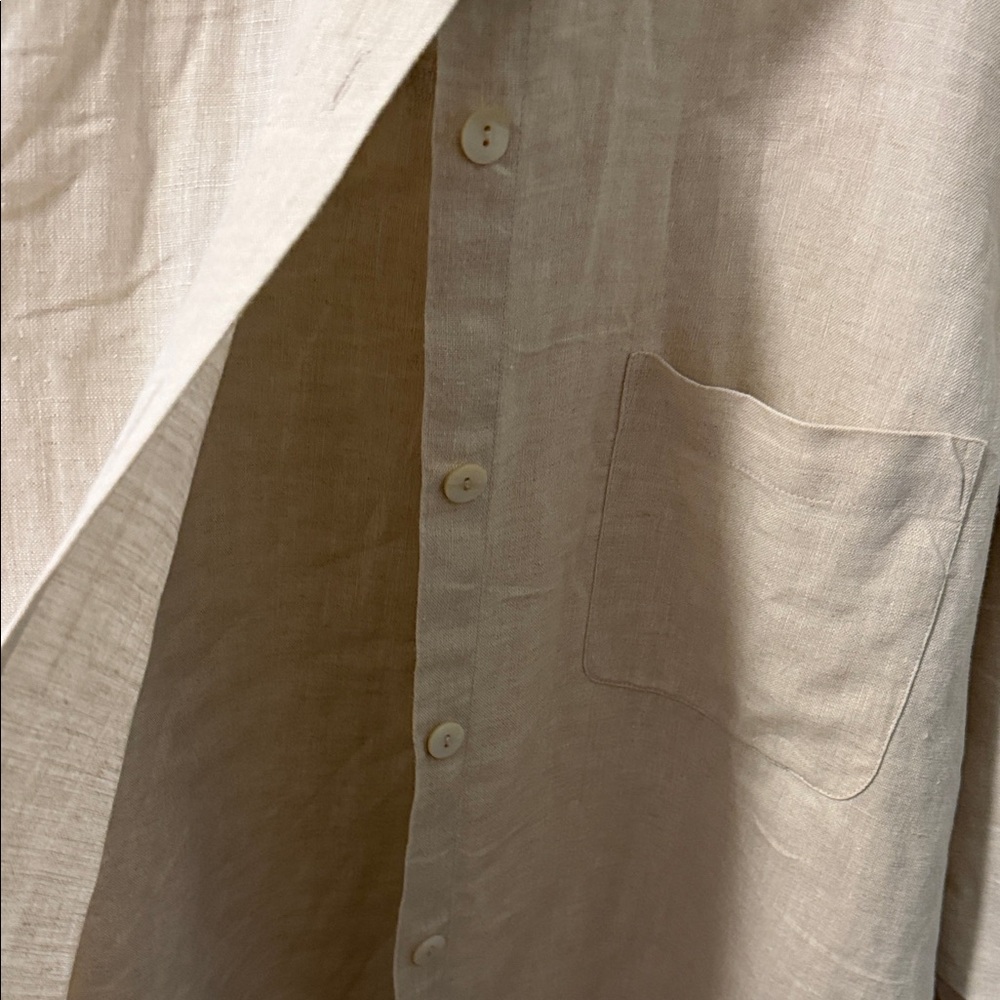 Women's Cream Blouse 1X 100 linen - Picture 6 of 7